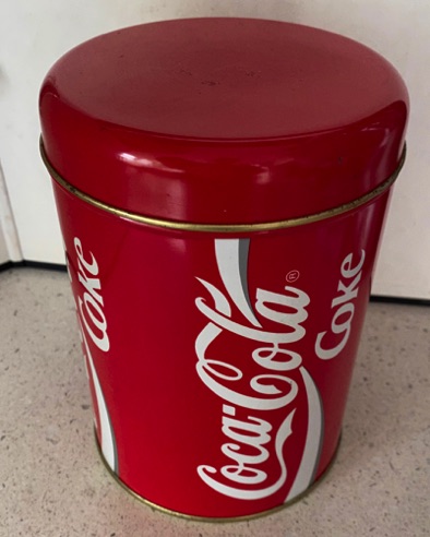 07625-4 € 4,00 coca cola voorraad blik rond rood wit H16 D11